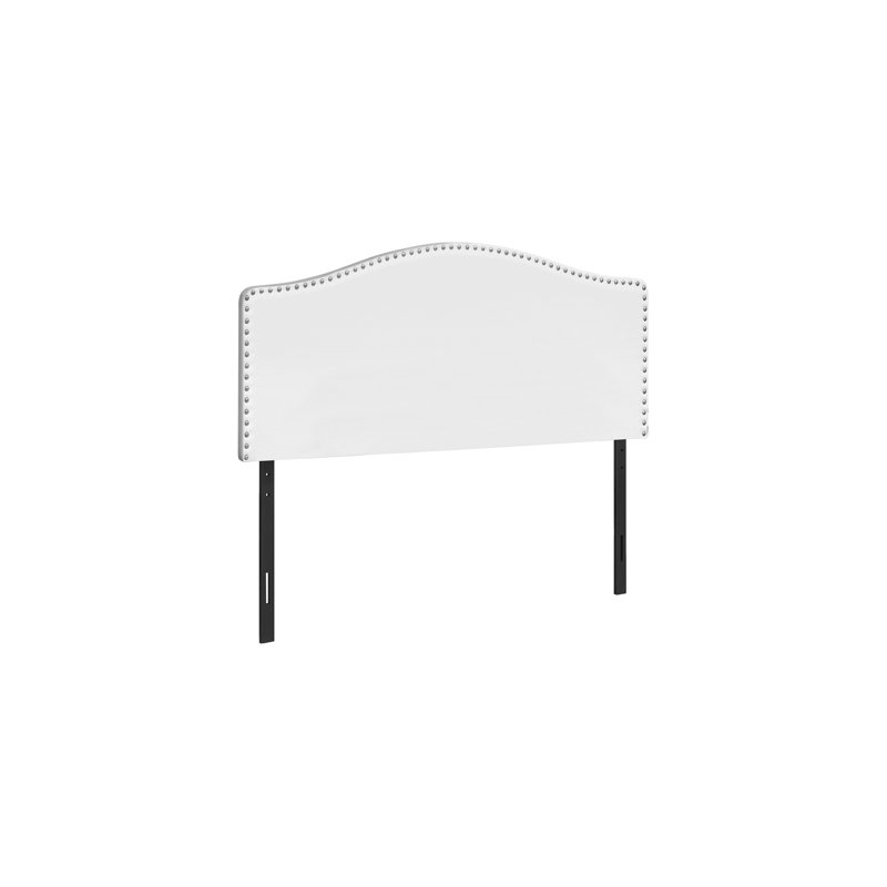 Upholstered Headboard for Bedroom - Leather Look, Transitional Style, Queen, White
