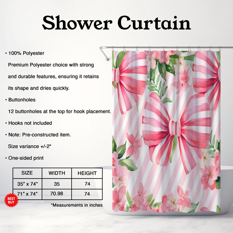 Striped Ornements - Rideau de douche standard 1 pièce, H 74 po x l 71 po
