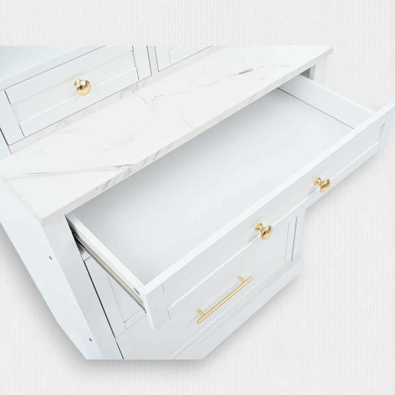 Garde-manger 83,8 po avec rangement solide, Blanc, Doré