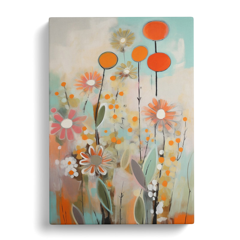 CAN-V0523-1506X Mid Century Modern Flowers Vol.6 - Wrapped Canvas Print, 50cm H x 35cm W x 3cm D