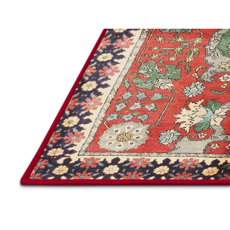 Tapis traditionnel 100% lavable à la machine 3911, Rectangle 7 pi x 9 pi