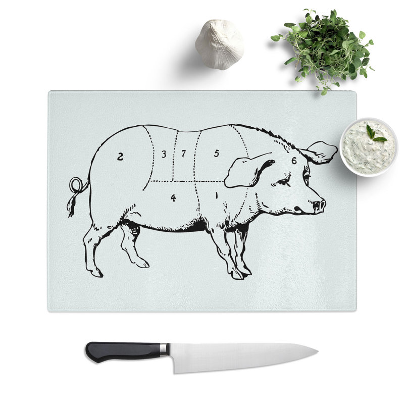 Butchers Pork Cuts Chopping Board, 0.4cm H x 28.5cm W x 39cm L