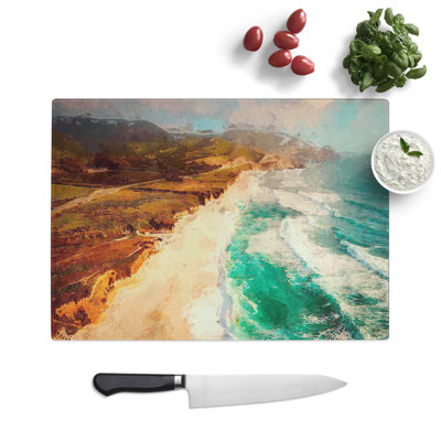 Tempered Glass Coastline in California Chopping Board