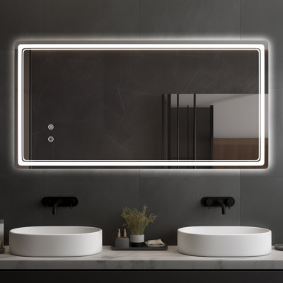 LED Mirror for Bathroom – Vanity Mirror with Lights, Dimmable Touch Sensor, and Anti-Fog Function