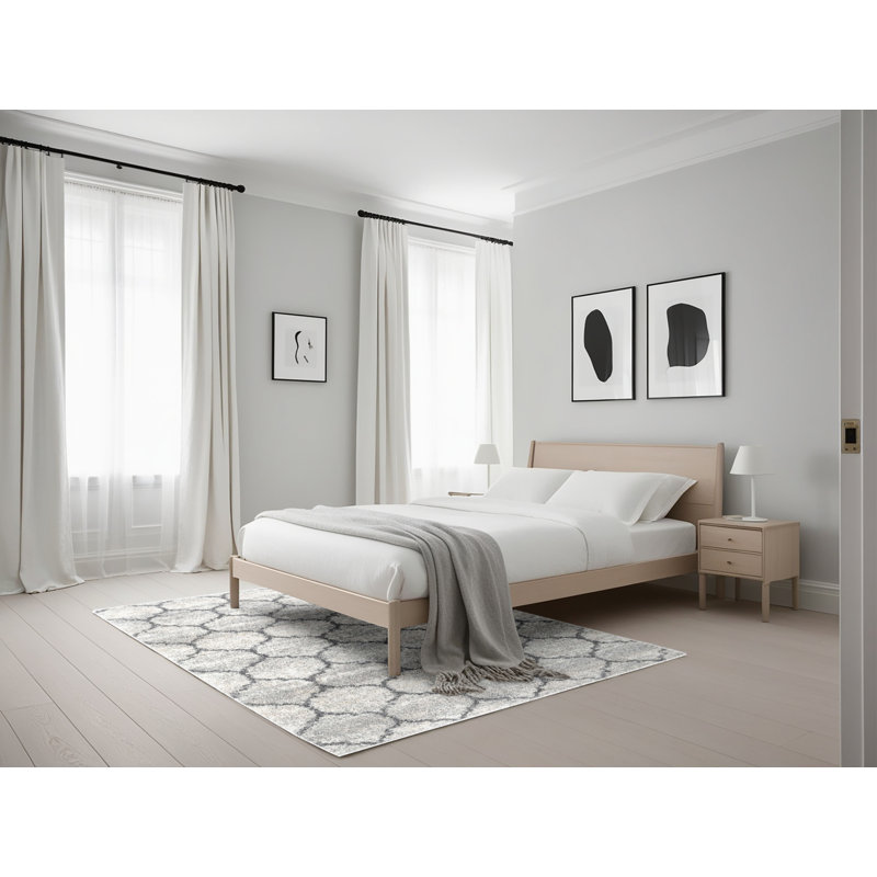 Tapis zone gris clair contemporaine, Rectangle 5 pi x 7 pi