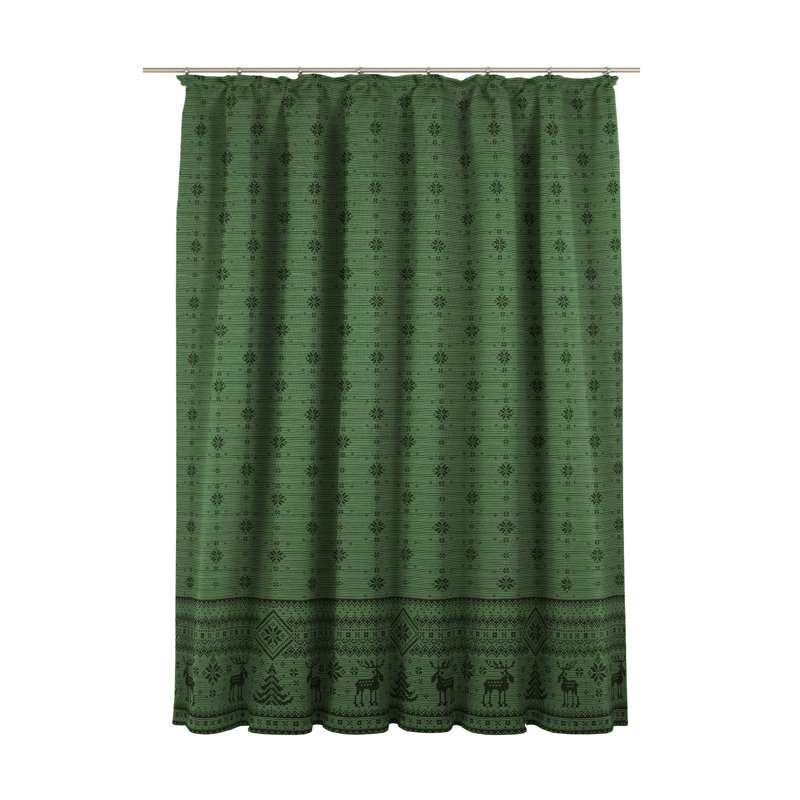 Larissa Synthetic Room Pencil Pleat Curtain, single Panel, opaque, 135 W x 145 D cm, Green