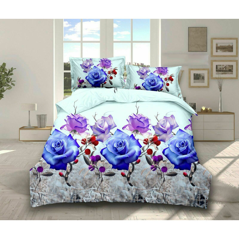 Chiles Polyester Floral Duvet Cover Set with Pillowcases, Kingsize - 2 Standard Pillowcases