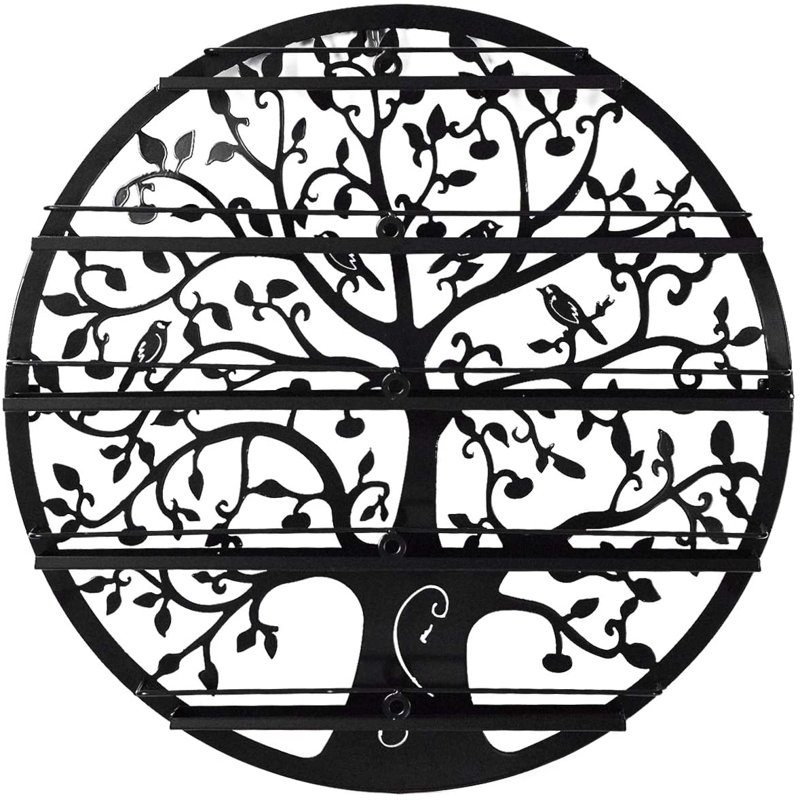 Amyris 5 Piece Circle Metal Accent Shelf, Black