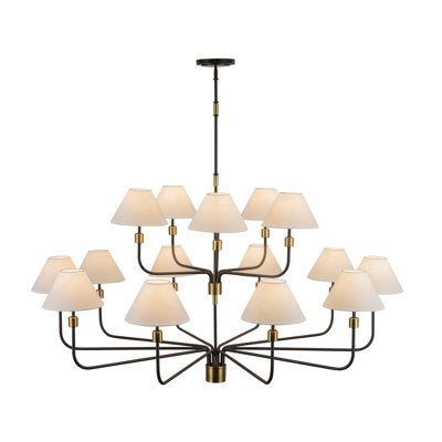 Kingsley - lustre - noir avec accent en laiton brossé - abat-jour en tissu