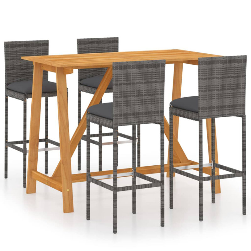 Ensemble de bar et tabouret de jardin d'extérieur gris et anthracite Garden, Grey, Grey