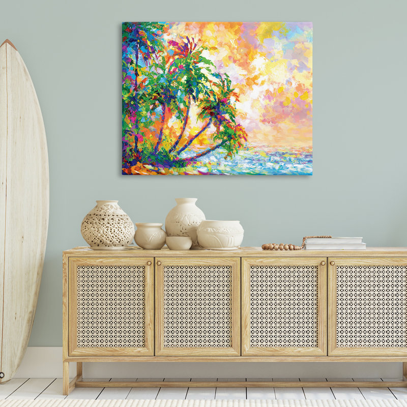 «Full Beach Palms» par Leon Devenice, H 36 po x l 48 po
