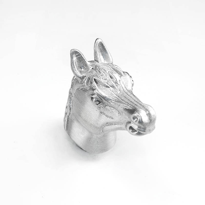 Poignée fantaisie Equestre, Nickel satiné, L 1,25 po x l 0,5 po x P 1,125 po