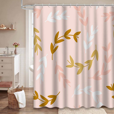 Rideau de douche imperméable à motif floral avec 12 crochets