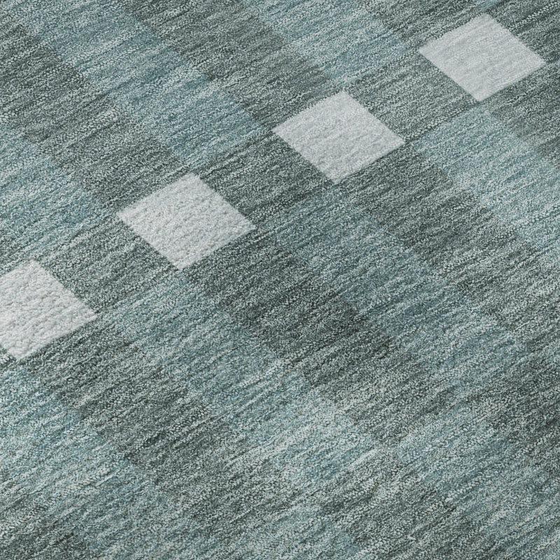 Villers Washable Geometric Indoor/Outdoor Rug, Sarcelle, 3 pi x 5 pi