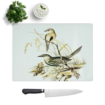 Tempered Glass Brown Songlarks Chopping Board