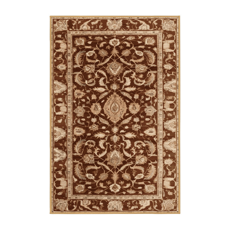Tapis brun lavable à la machine, Rectangle 7 pi x 9 pi