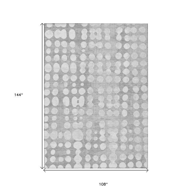 Tapis intérieur lavable abstrait gris et ivoire 9 pi x 12 pi