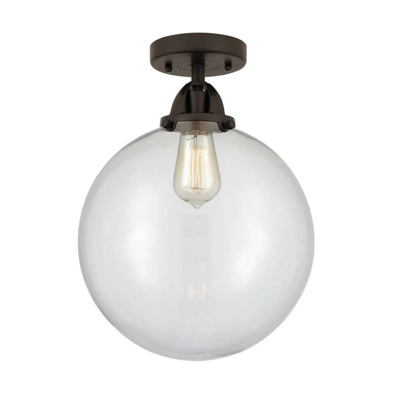 Plafonnier semi-encastré en verre DEL d'Alphonsa, Ampoule non incluse, Oui, Bronze frotté à l'huile