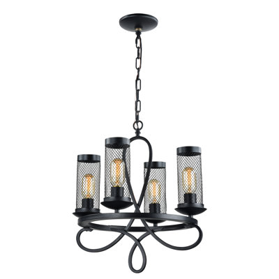Hanut 4 - Light Dimmable Wagon Wheel Chandelier