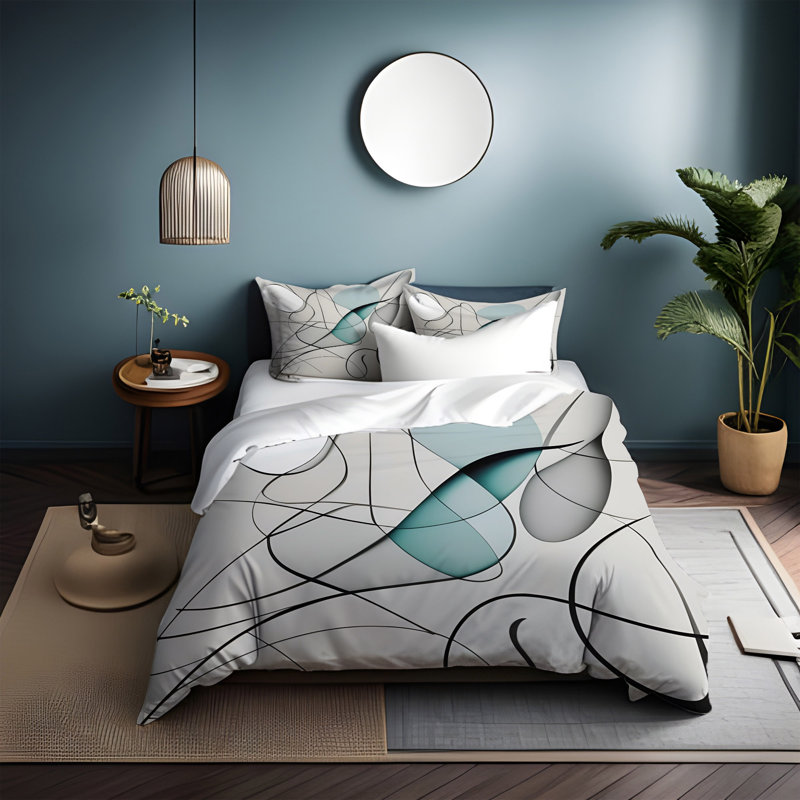 Polyester Abstract Duvet Cover, Twin Duvet Cover + 1 Queen Sham