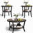 3-Piece Rustic Industrial Living Room Table Set With 31.5" Round Coffee Table And Two 23.6" Round Side Tables