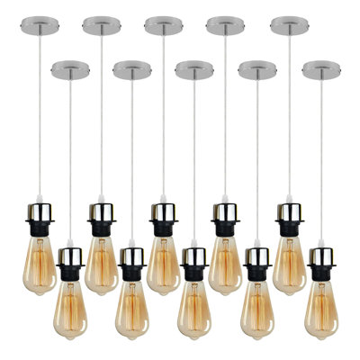 Bithlo 10x Industrial E27 single Pendant Light Holder Set – Williston Forge Adjustable Ceiling Fittings with 95cm Cable for Home or Commercial Use