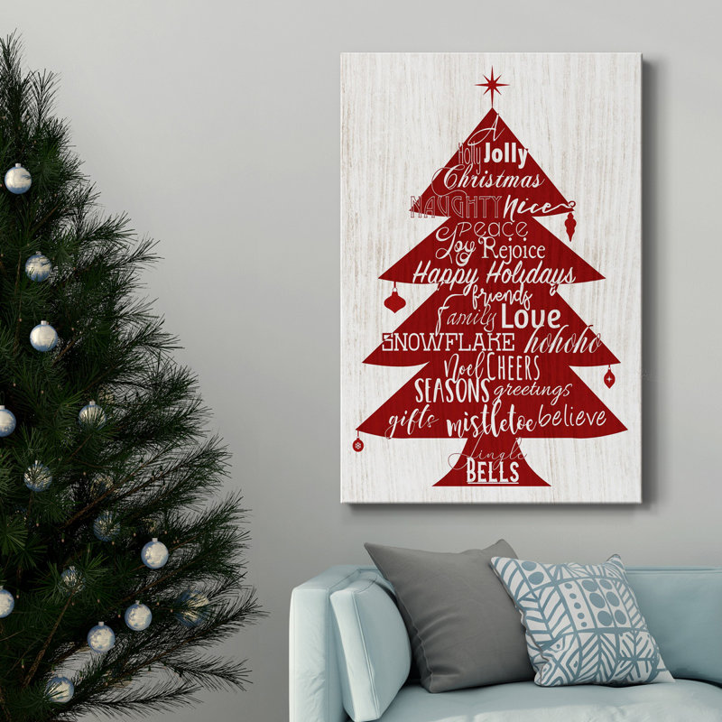 Holly Jolly Christmas Tree - impression sur toile tendue, H 48 po x l 32 po x P 1 po