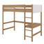 Lit mezzanine simple avec bureau, lit superposé en bois d'hévéa avec échelle et garde-corps, tête / pied de lit rembourré Boucle, petit espace, naturel