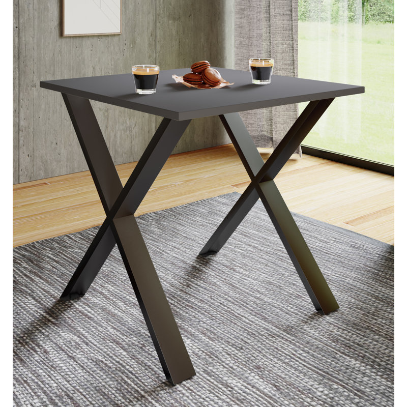 Alwilda Metal Base Dining Table, 76cm H x 80cm W x 50cm D, Black, Black