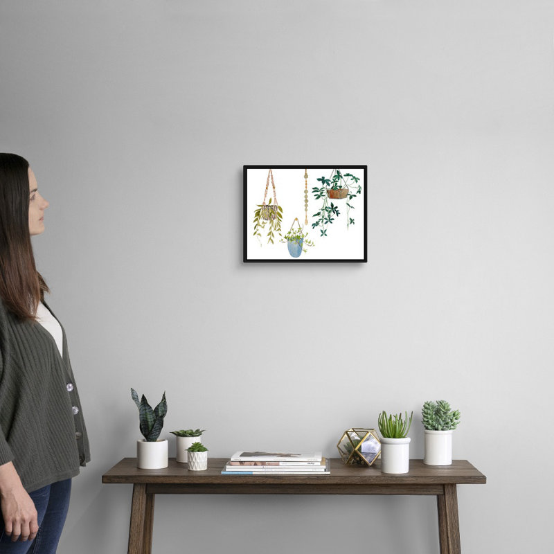 «Hanging Greens I», art mural sur toile, H 13 po x l 16 po, Toile avec cadre noir