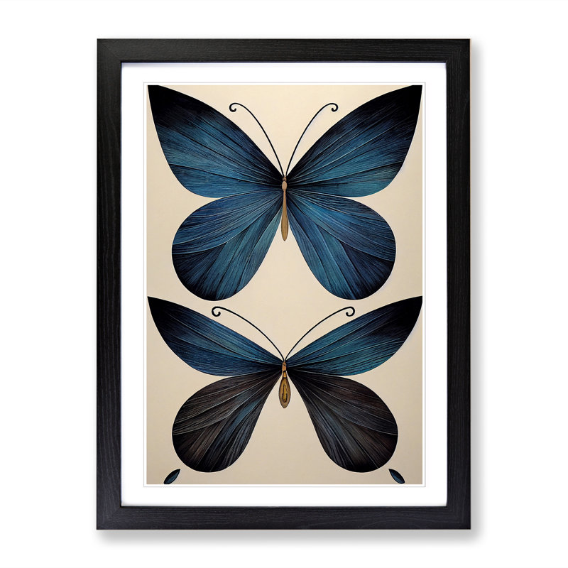 Butterfly Geometric - Single Picture Frame Print, Black Framed, 64cm H x 46cm W
