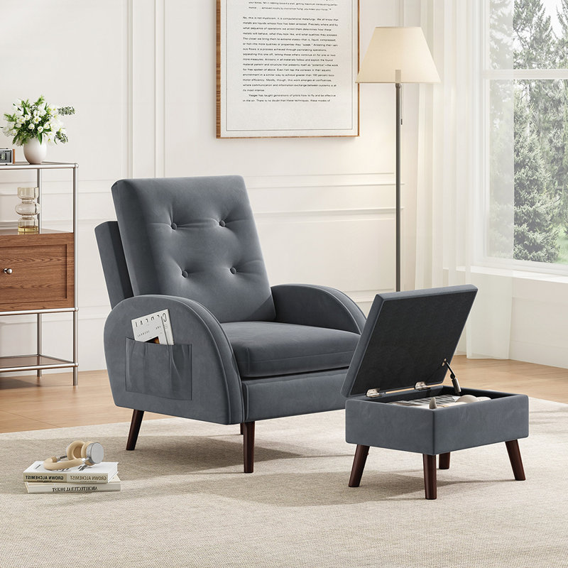 Chaise d'appoint et repose-pieds rembourrés, dossier réglable à 6 niveaux pour un confort et une polyvalence ultimes