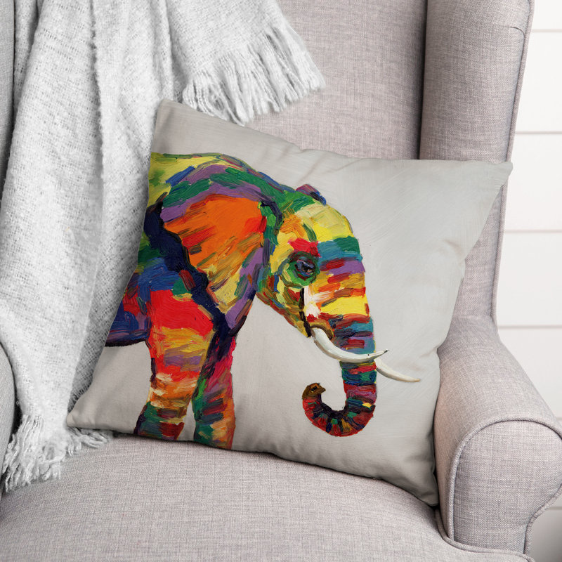 Housse de coussin carrée d’extérieur Bright Elephant, Blanc