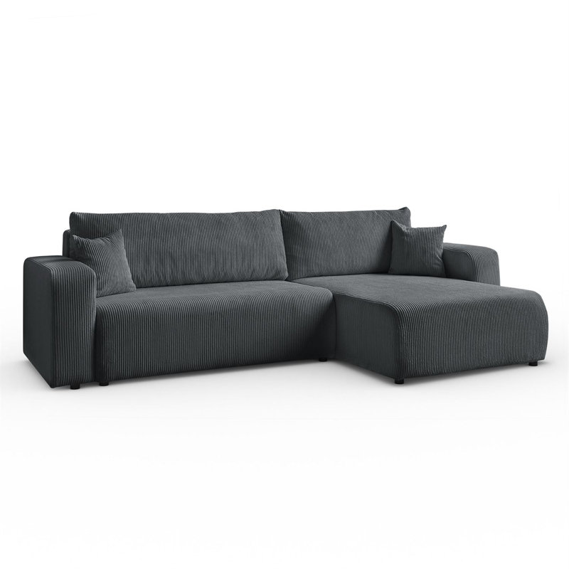 Cittlali 4 Seater Sectional Sofa Bed, Black