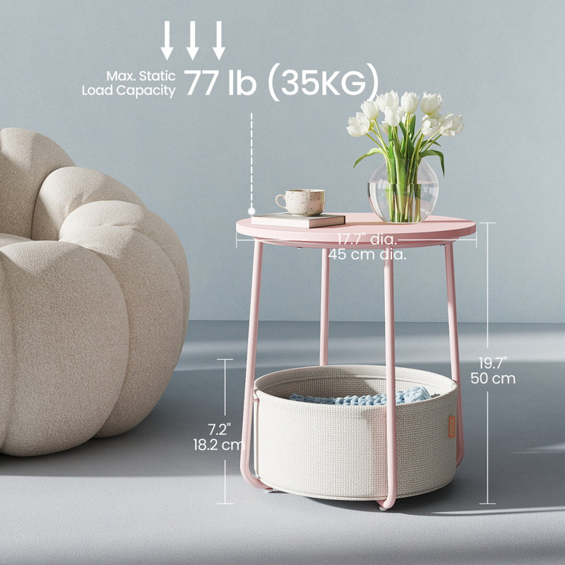 Table de bout, Gelée rose / blanc crème