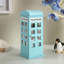 Grande boîte à bijoux en cuir 11,5 po, conception de téléphone britannique, bleu pastel-130377561