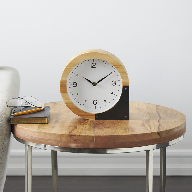 Metal Mechanical Tabletop Clock in Light Brown