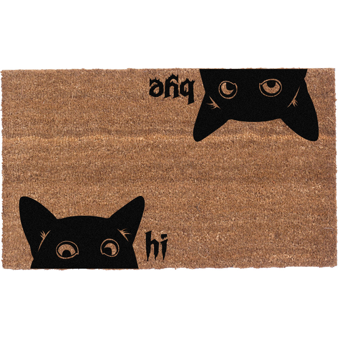 Fardosa Hi Bye Cat Non-Slip Outdoor Doormat Trinx Mat 