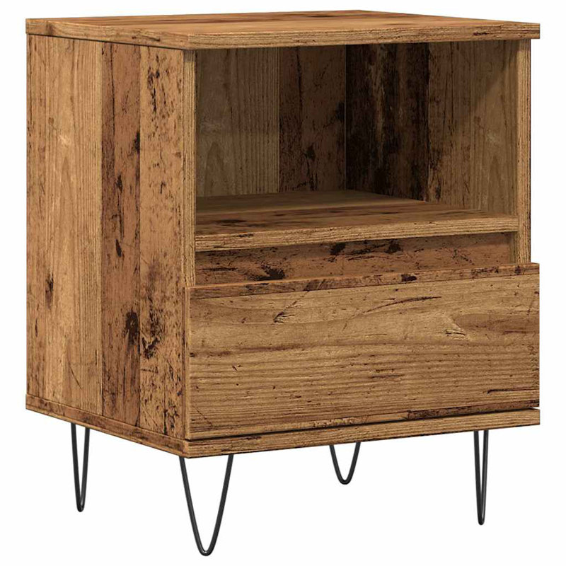 Ebenier 40cm W Manufactured Wood Bedside Table, Old Wood, Individual
