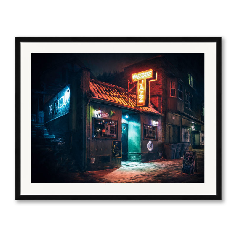 The Jazz Estate Nightclub par Scott Norris, H 25,25 po x l 31,25 po, Papier avec cadre noir