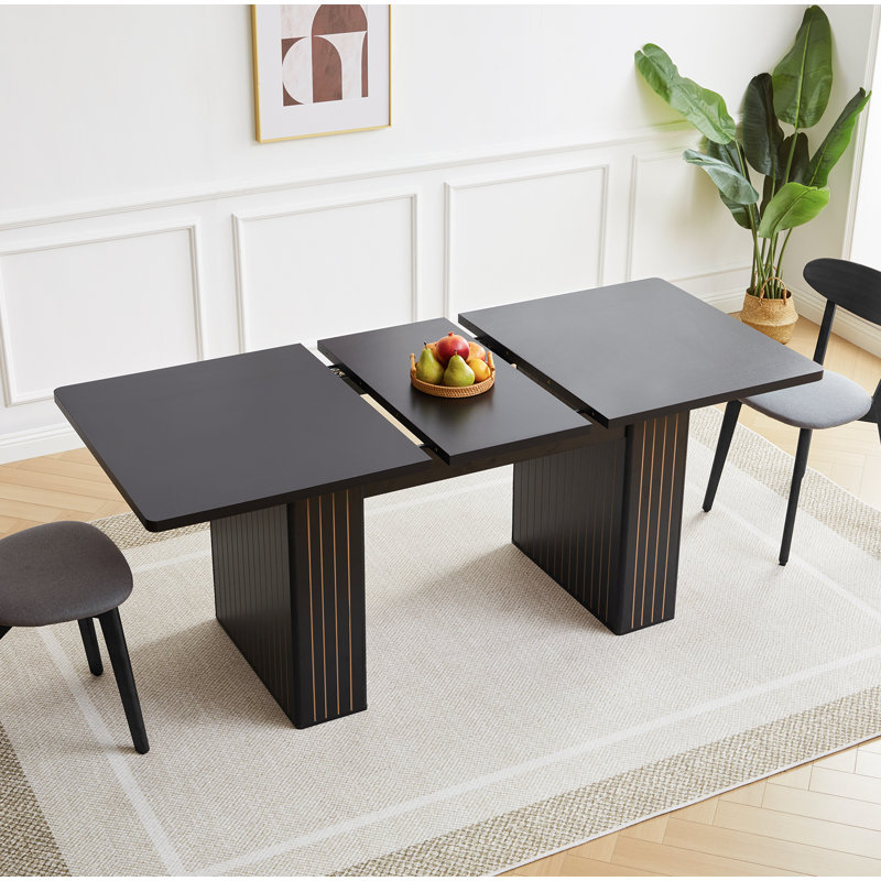 Table de salle à manger extensible, Noir