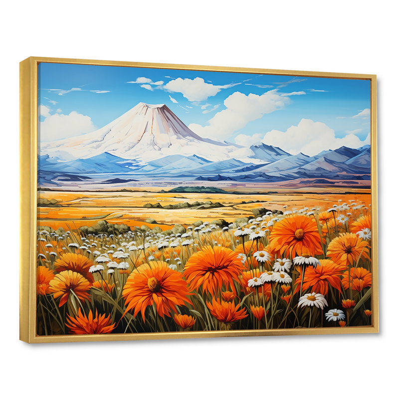 " Wildflowers Charm In Mountain Scenery " Print, Gold Floater Framed, 12" H x 20" W x 1" D