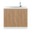 Armoire de rangement en chêne blanc et naturel avec 2 portes et 3 tablettes