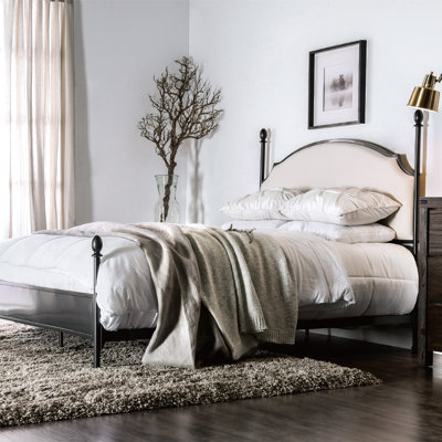 Fawnda Metal Four Poster Bed with Upholstered Headboard
