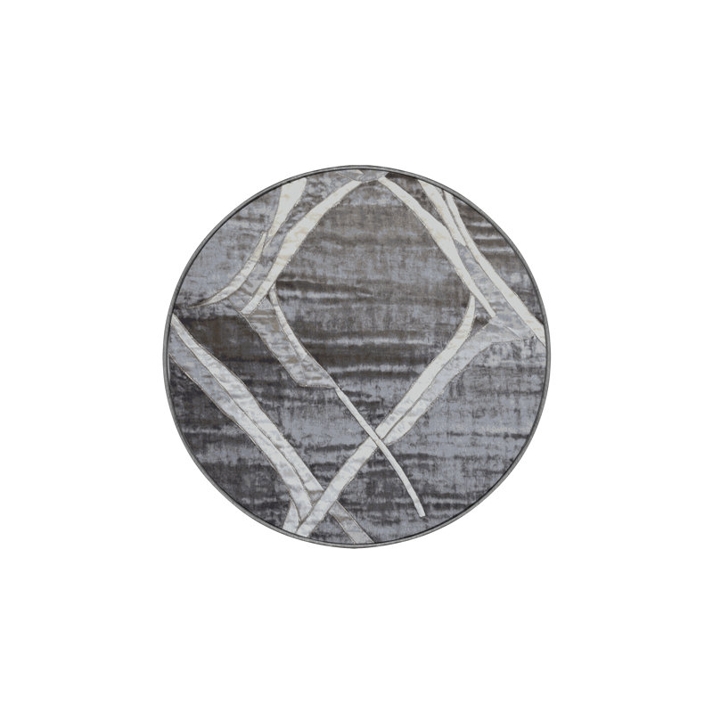 Machine Washable Gray Area Rug, Round 8'