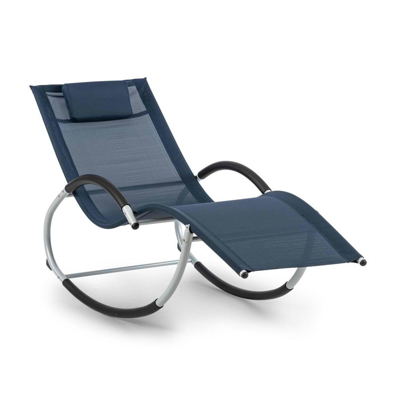 164cm Long Single Chaise with Cushions, Blue