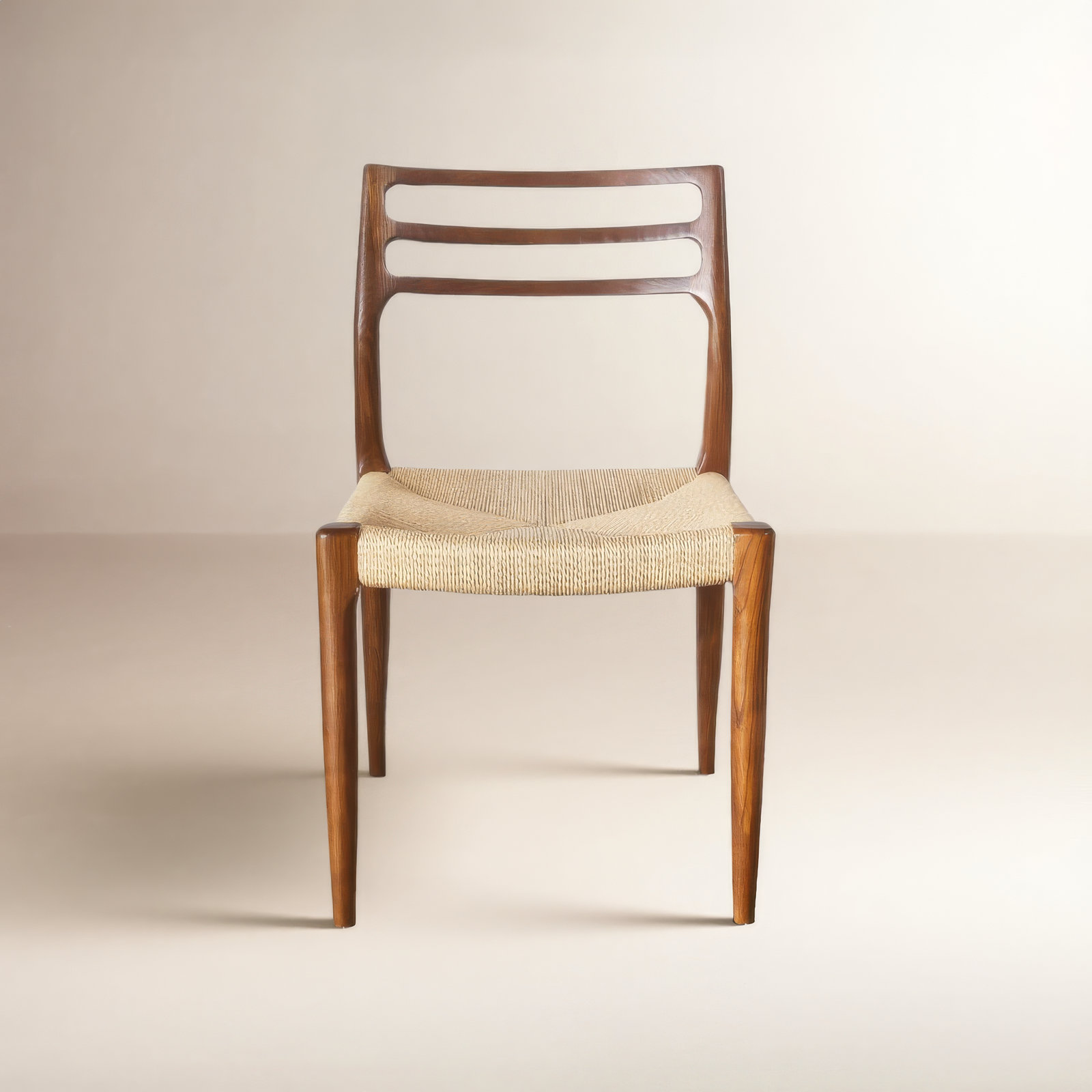 Oralie Ash Wood Dining Chair, Beige/Walnut