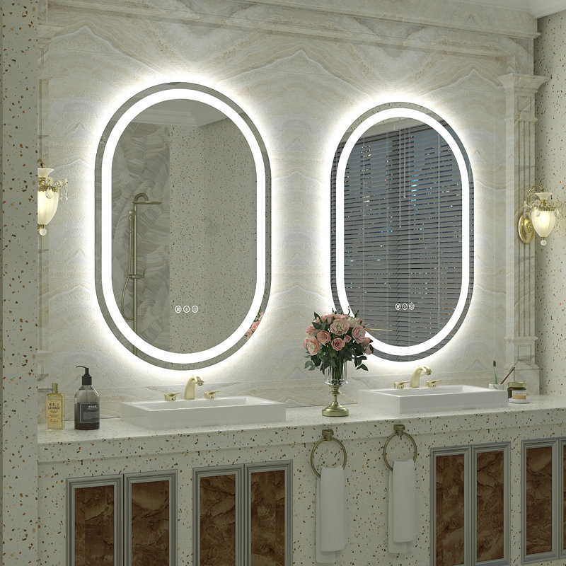 UL Certified LED Anti-Fog Tempered Glass Oval Bathroom/Vanity Mirror - Basics by Wayfair™, 36" x 24"
