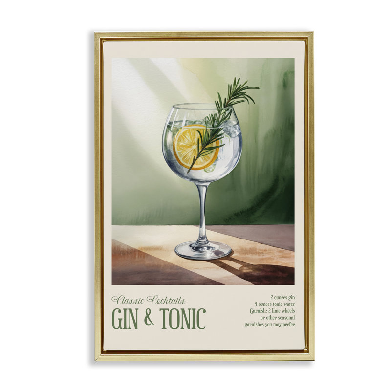 Cadre flottant Gin & Tonic Sun Rays, design par Andreas Magnusson, H 25 po x l 17 po, Cadre flottant métallique doré