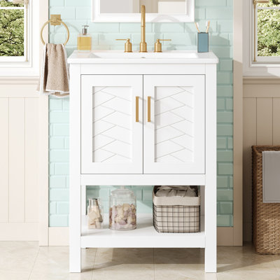 Meuble-lavabo autoportant 24 po avec comptoir en céramique 24 po